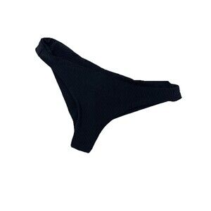 Frankies Bikinis Womens Small Ribbed Bikini Bottom SwimSuit Bathing Cheeky Black